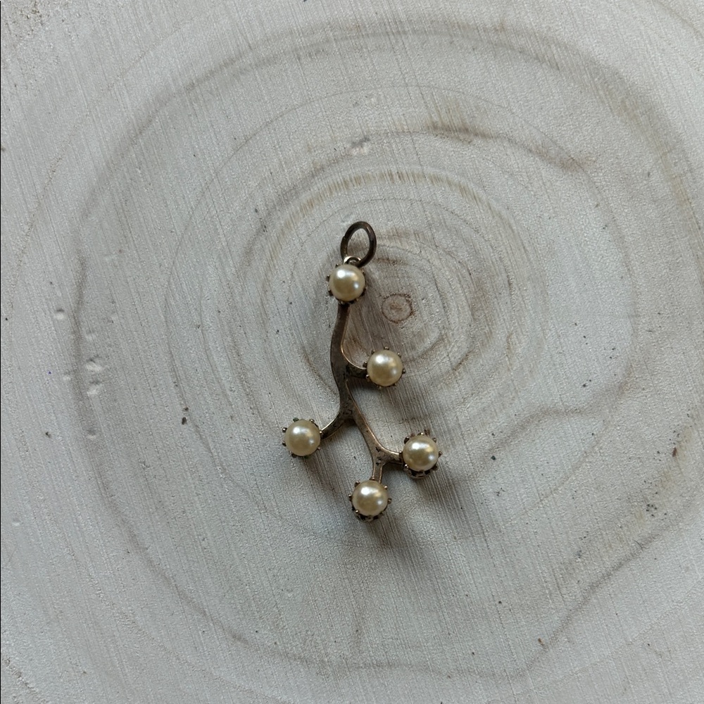 Gold Pearl Branch Brooch